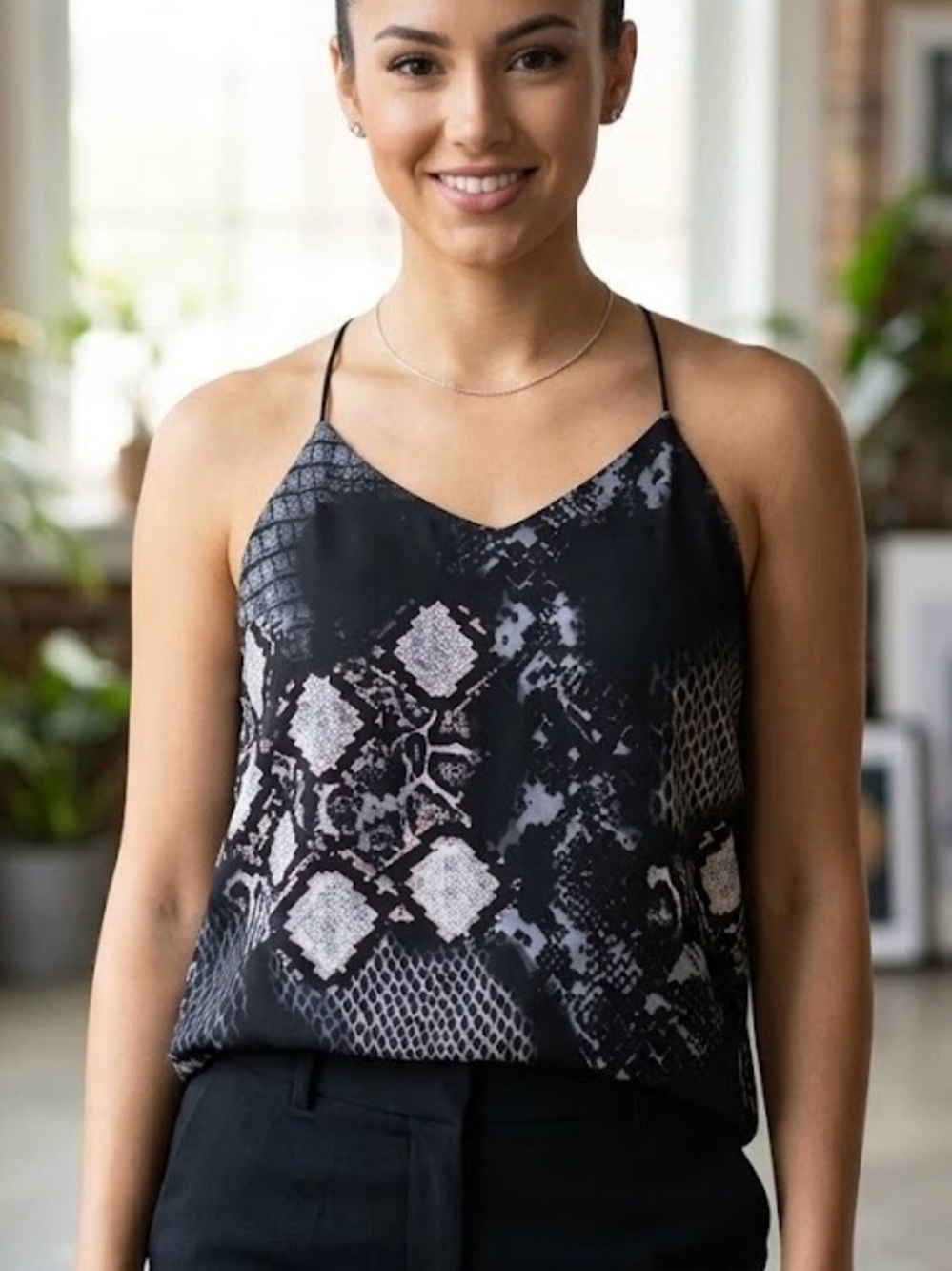 Vero Moda Snakeskin Print Cross-Back Camisole Top Edgy Chic Bold Boho Cocktail